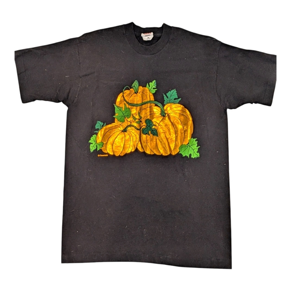 Vintage 90s Crossroads Black Pumpkin Graphic T-Shirt Size Large 100% Cotton Hall